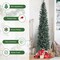 7 Feet Snowy Artificial Pencil Christmas Tree with Pine Cones and X-Shaped Metal Stand